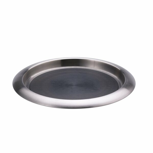 Service Ideas Tray with Built in Non-Slip Rubber Insert, 9 Round, Stainless Steel, Brushed TR119SR